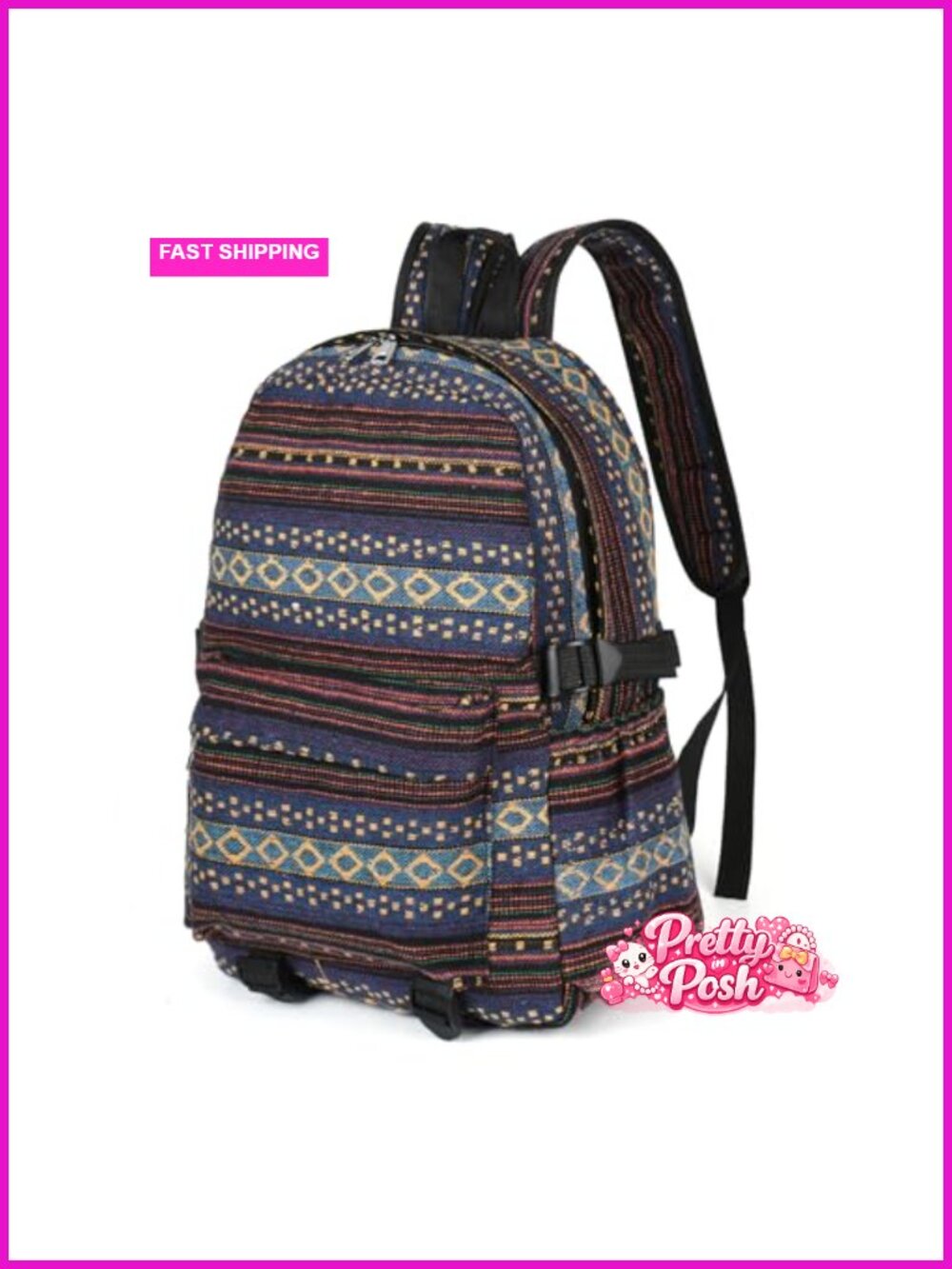 Vintage Unique Style Fashion Backpack, Boho Ethnic Handbag Shoulder Bag